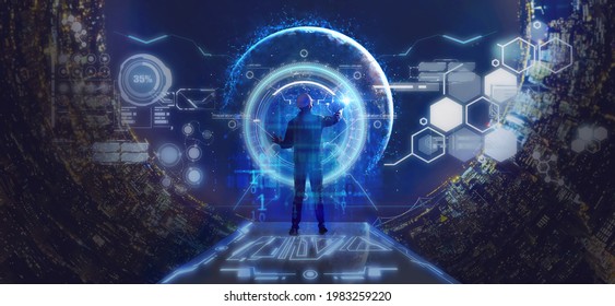 futuristic technology, engineer using digital transformation with networking  technology to manage control, improve quality, technology including with augmented reality, artificial intelligence, 5G