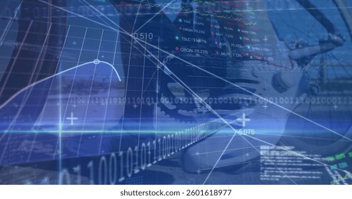 Futuristic technology interface with digital data and graphs showcasing innovation. analytics