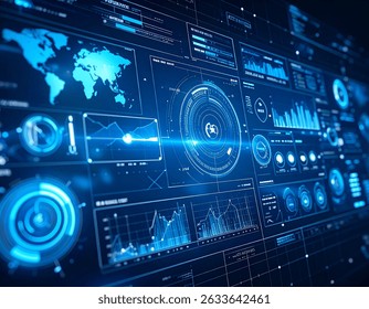 Futuristic technology interface with digital data