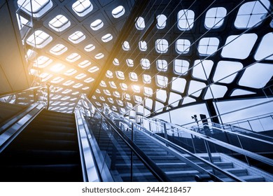 Futuristic Transit Hub Escalator Design - Powered by Shutterstock