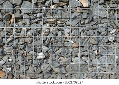 Gabion filled with crushed stone