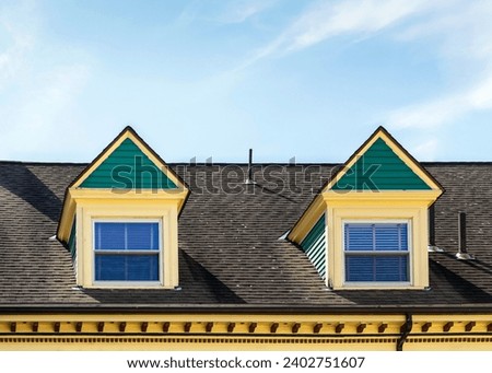 Gabled  dormer window of a house in Brookline, MA, USA