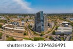 Gaborone aerial view panorama, cityscape of financial district downtown