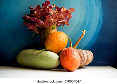 Gac fruit, Pumpkin and Winter Melon with still life.