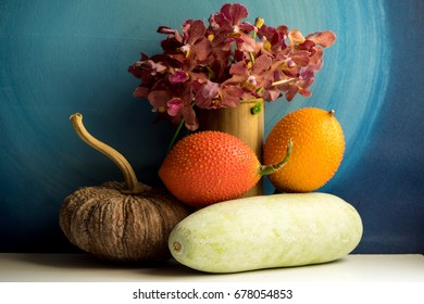 Gac fruit, Pumpkin and Winter Melon with still life.