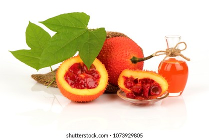 Gac fruits,fruits of Thailand have medicine properties and DIY infused with oil for facial oil treatment.