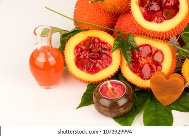 Gac fruits,fruits of Thailand have medicine properties and DIY infused with oil for facial oil treatment and handmade Gac soap.