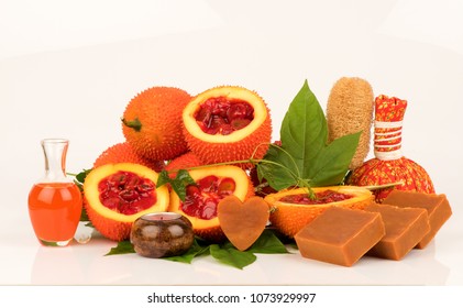 Gac fruits,fruits of Thailand have medicine properties and DIY infused with oil for facial oil treatment and handmade Gac soap.