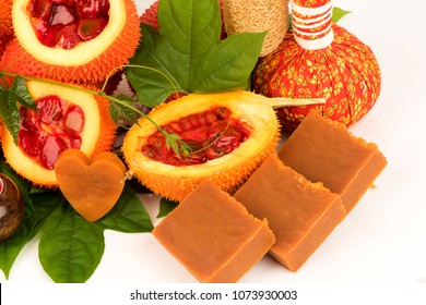 Gac fruits,fruits of Thailand have medicine properties and DIY infused with oil for facial oil treatment and handmade Gac soap.