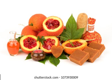 Gac fruits,fruits of Thailand have medicine properties and DIY infused with oil for facial oil treatment and handmade Gac soap.