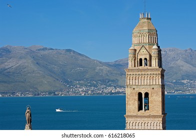 Gaeta, Italy: Cathedral, Campanile In Arab-Norman Style, Completed 1279 A.D. The Upper Part Has An Octogonal Plan With Small Romanesque Arches With Majolica Decoration