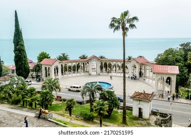 Gagra. Abkhazia.June 04, 2022. Colonnade is the main attraction of the city of Gagra.