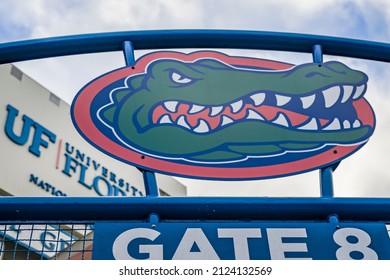 Gainesville, Florida - January 28, 2022: University Of Florida Gators Mascot Logo At Ben Hill Griffin Stadium