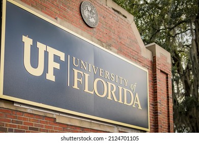 Gainesville, Florida - January 28, 2022: University Of Florida Gators College Campus Sign