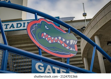 Gainesville, Florida - January 28, 2022: Gators Logo At University Of Florida's Ben Hill Griffin Stadium