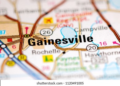 Gainesville. Florida. USA On A Map