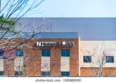 Gainesville, USA - April 18, 2018: UVA Health Novant system sign on hospital building for famous University College center