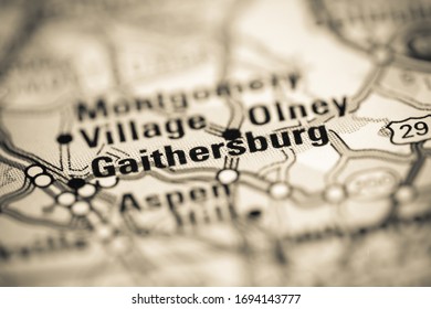 Gaithersburg. Maryland. USA On A Geography Map