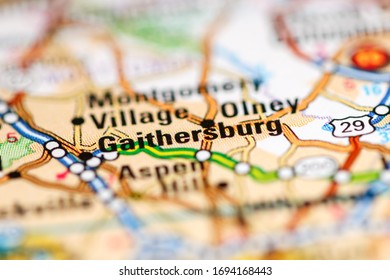 Gaithersburg. Maryland. USA On A Geography Map