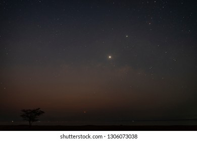 Galactic Galaxies In The Night Sky With Millions Of Stars