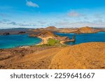 Galapagos Bartolome Island. Islas Galapagos nature travel landscape. Sullivan bay, east coast of Santiago island viewpoint