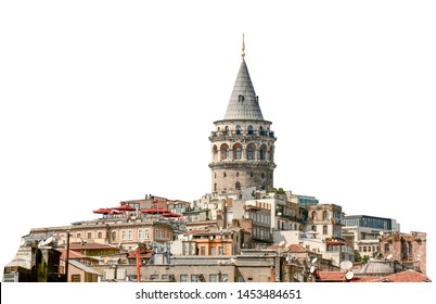 Galata Tower (Istanbul, Turkey) isolated on white background