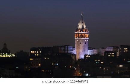 Galata Tower Night Scene In Istanbul