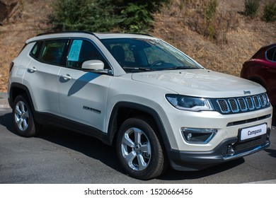 Galati, Romania - September 15, 2019: White Jeep Compass 2 facelift front view