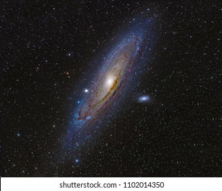 Galaxy Andromeda M31 with Nebula,Open Cluster,Globular Cluster, stars and space dust in the universe and Milky way taken by dedicated astrophotography camera on telescope. - Powered by Shutterstock - Get 15% off with code: PIKWIZARD15
