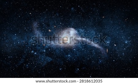 Galaxy in deep space surrounded by stars and cosmic dust. Astronomical collage showing the structure of the universe, galaxies, star systems, and interstellar space. Concept image illustrating astronomy, science, space exploration, and the vast scale of the cosmos. Elements of this image furnished by NASA.