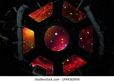Galaxy and light. View from spacecraft. Elements of this image furnished by NASA.