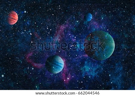 Galaxy and Planet - Elements of this Image Furnished by NASA