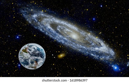 Galaxy in space, beauty of universe, black hole. “Elements furnished by NASA”