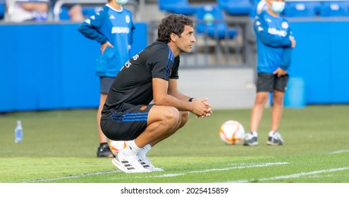 A CORUÑA, GALICIA, SPAIN, August, 15, 2021.ABANCA RIAZOR STADIUM. R.C. Deportivo De La Coruña Vs Real Madrid Castilla C.F  Selective Focus. Raúl Gonzalez Blanco, Coach Of Real Madrid.