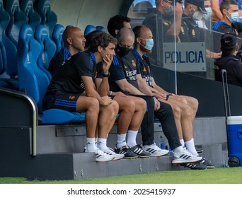 A CORUÑA, GALICIA, SPAIN, August, 15, 2021.ABANCA RIAZOR STADIUM. R.C. Deportivo De La Coruña Vs Real Madrid Castilla C.F  Selective Focus. Raúl Gonzalez Blanco, Coach Of Real Madrid.