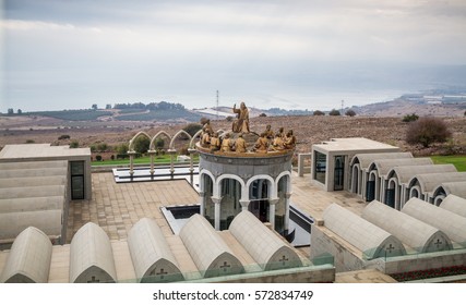 GALILEE, ISRAEL - DECEMBER 3: The statues of Jesus and Twelve Apostles in Domus Galilaeae on the Mount of Beatitudes near the Sea of Galilee in Galilee, Israel on December 3, 2016