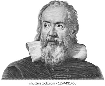 Galileo Galilei etching on Italy money. Genius scientist, philosopher, astronomer, mathematician, father of physics and astronomy, inventor of telescope.