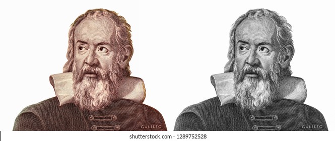 Galileo Galilei Portrait from Italy Banknotes.