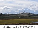 Gallatin Mountain range seen from inside Yellowstone National Park 