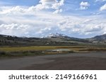 Gallatin Mountain range seen from inside Yellowstone National Park 