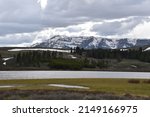 Gallatin Mountain range seen from inside Yellowstone National Park 