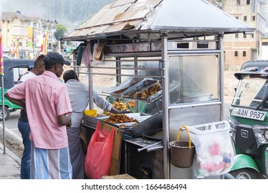 Galle Sri Lanka: 03/24/2019: Street Vendor Fried Fast Food At The Roadside.