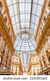The Galleria Vittorio Emanuele II is Italy's oldest active shopping gallery and a major landmark of Milan. Named after the first king of Italy. - Shutterstock ID 2141491403