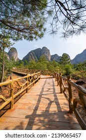 Gallery Road By Cliff On Top Of Xiaowudang Mountains In China