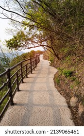 Gallery Road By Cliff On Top Of Xiaowudang Mountains In China
