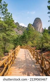 Gallery Road By Cliff On Top Of Xiaowudang Mountains In China