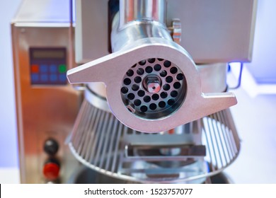 Galley Equipment. The Ship Uses An Industrial Food Processor. Cooking For The Crew Of The Ship. Food Processor With Meat Grinder And Blender. Industrial Meat Grinder Close Up. 