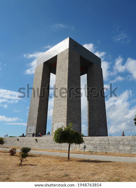 Gallipoli,\
Canakkale, Turkey - 08 October, 2016: Canakkale Martyrs\' Memorial\
(Canakkale Sehitleri Anıtı) , General view of the monument built\
for World War 1 martyrs in\
Gallipoli