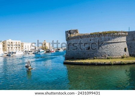 Gallipoli Castle in old part of the town surrounded by the sea, Puglia, Italy