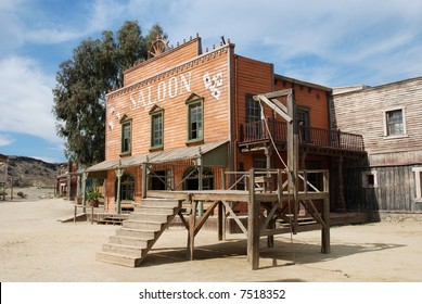Gallow and saloon in an old American western town